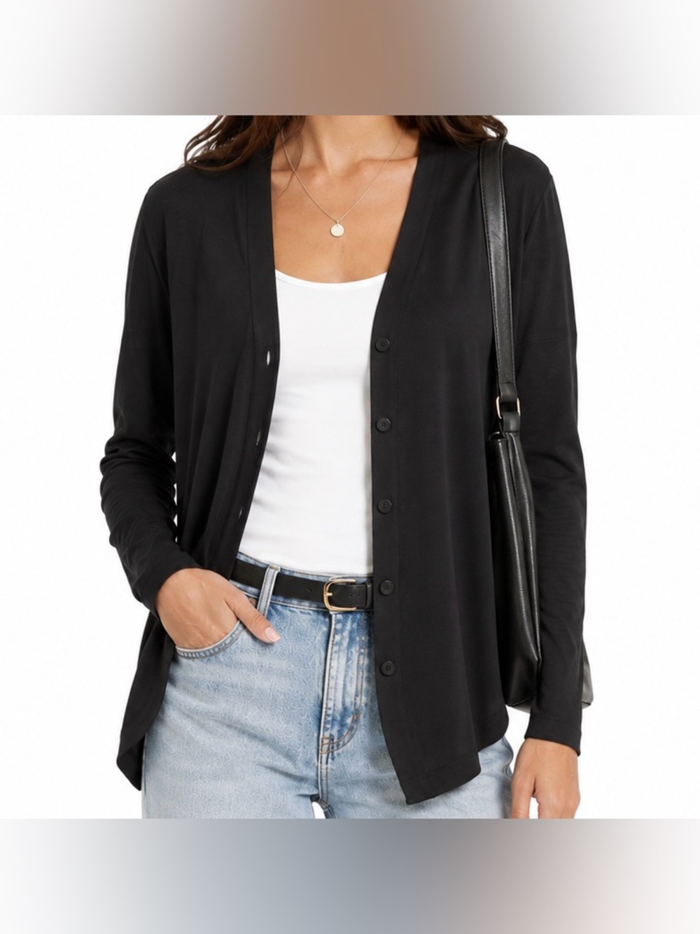 Vintage Y2K BCBG MAXAZRIA Black V-Neck Button Front Knit Cardigan Size Small